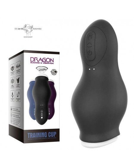 Masturbador Negro masculino con Vibración y succión Dragon Training Cup