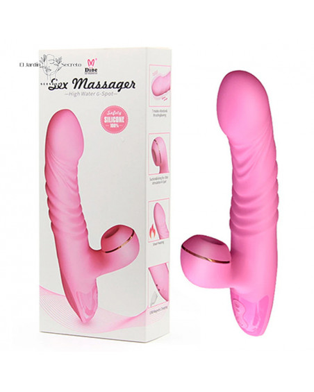 Vibrador 24cm Punto G y Succionador de Clítoris Retráctil Efecto Calor