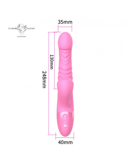 Vibrador 24cm Punto G y Succionador de Clítoris Retráctil Efecto Calor