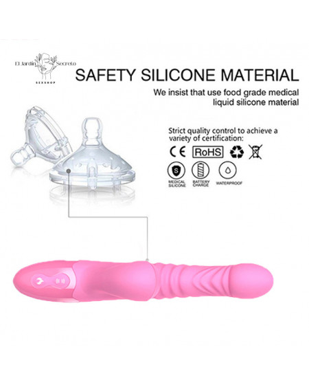 Vibrador 24cm Punto G y Succionador de Clítoris Retráctil Efecto Calor