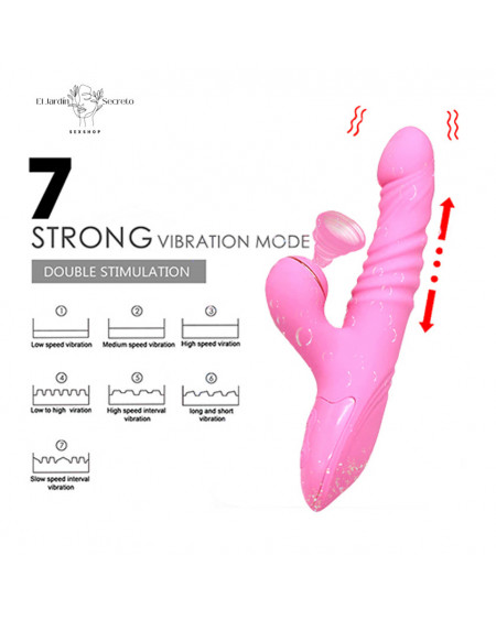 Vibrador 24cm Punto G y Succionador de Clítoris Retráctil Efecto Calor