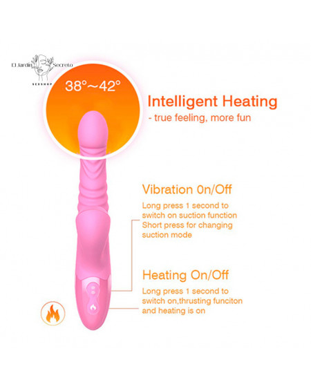 Vibrador 24cm Punto G y Succionador de Clítoris Retráctil Efecto Calor