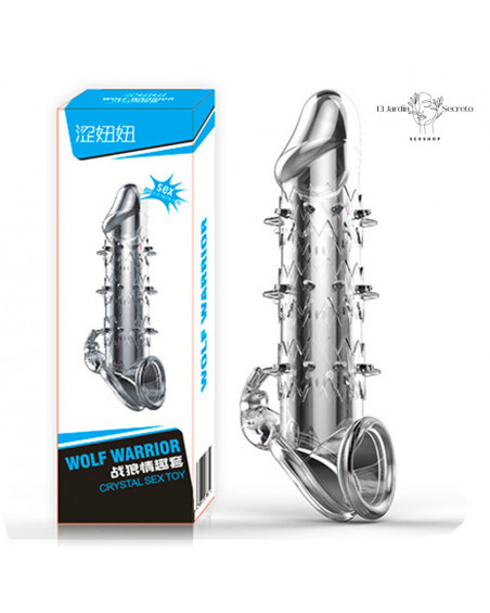 Funda Texturizada para pene con estimulador de clítoris Wolf Warrior