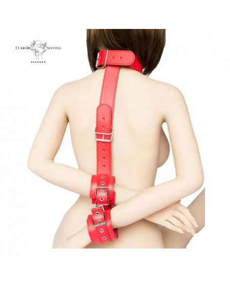 Collar con Esposas Arnés Rojo Sometimiento y Restricción BDSM
