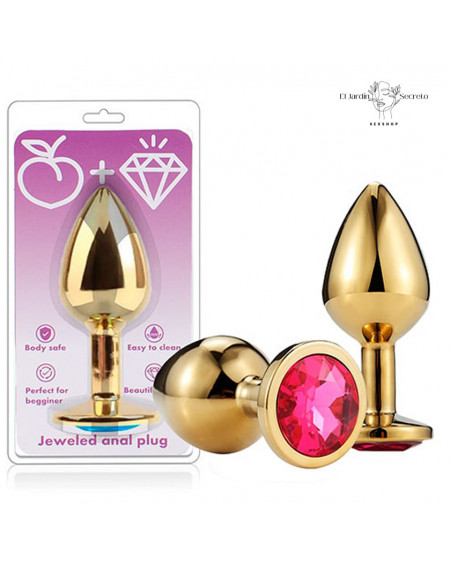 Plug anal 8cm metálico Gold de acero inoxidable