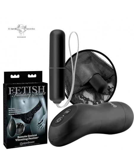 Panty con Vibrador para Clitoris Fetish Fantasy Panties Black Pipedream