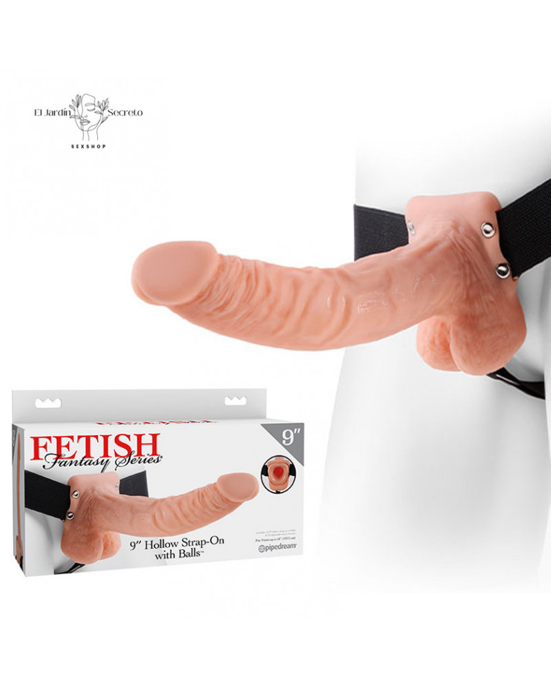 Arnés Hueco 24cm Realista para Parejas Hollow Strap On with Balls