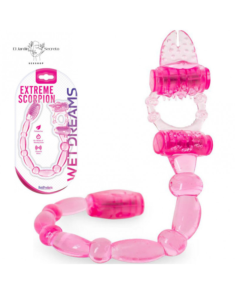 Anillo Pene con Vibrador EXTREME SCORPION Lengua Anal y Bolas Anales