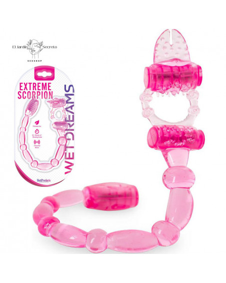 Anillo Pene con Vibrador EXTREME SCORPION Lengua Anal y Bolas Anales