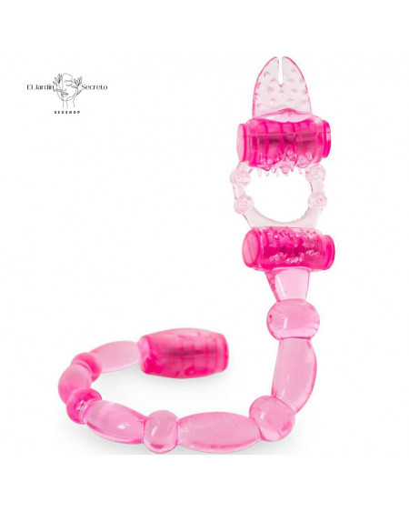 Anillo Pene con Vibrador EXTREME SCORPION Lengua Anal y Bolas Anales