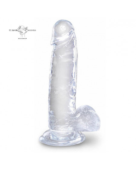 Dildo Realista 20cm Transparente King Cock Penetración Profunda y Natural