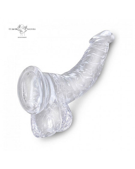 Dildo 19cm Curvo Realista Transparente King Cock Punto G y Próstata