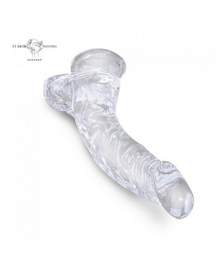 Dildo 19cm Curvo Realista Transparente King Cock Punto G y Próstata