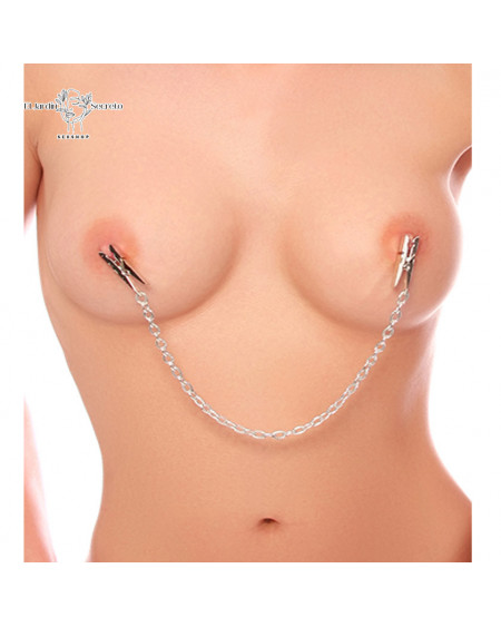 Pinzas Metalicas con Cadena Para Pezones BDSM Nipple Chain Clamps Pipedream