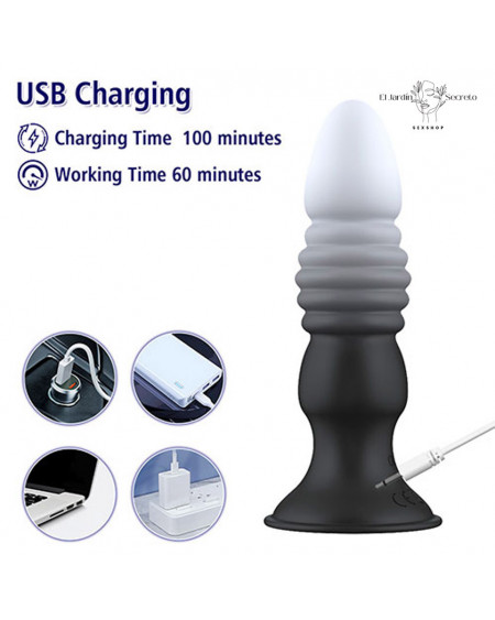 Plug Anal 14 cm con Vibración y Pistón Coren Pink Sex Toys