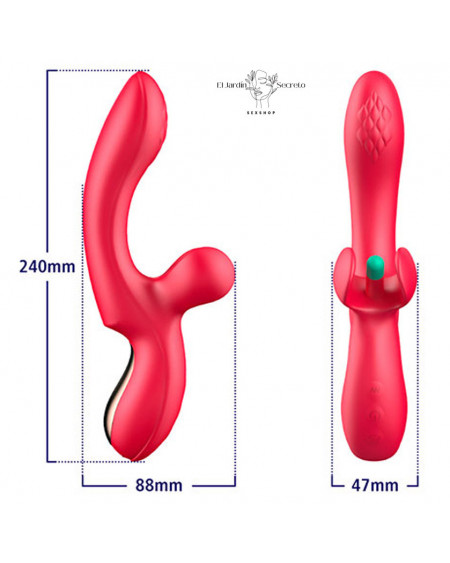 Vibrador 24cm Punto G con Aleteo para Clítoris Anna Pink Sex Toys