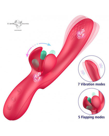 Vibrador 24cm Punto G con Aleteo para Clítoris Anna Pink Sex Toys