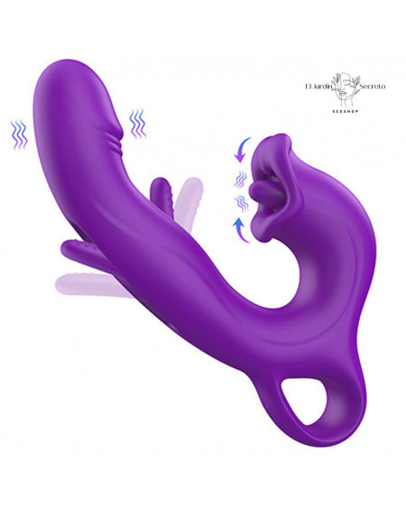 Vibrador 20cm Punto G Labios con lengua Clítoris Amelia Pink Sex Toys