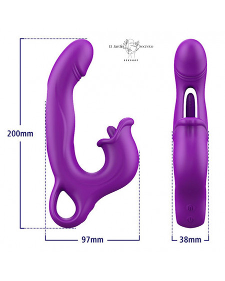 Vibrador 20cm Punto G Labios con lengua Clítoris Amelia Pink Sex Toys