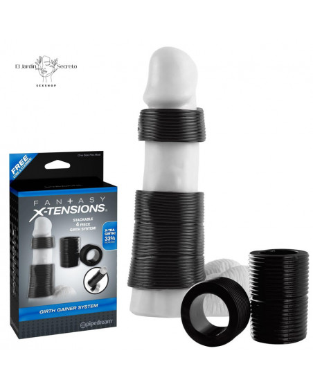 Set Anillos Para Pene Erección Firme Girth Gainer System Black Pipedream
