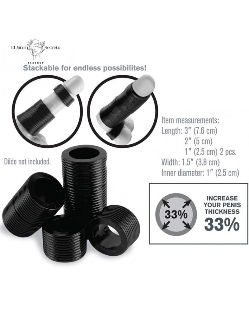 Set Anillos Para Pene Erección Firme Girth Gainer System Black Pipedream