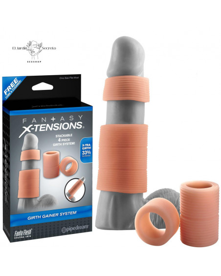 Set Anillos Para Pene Erección Firme Girth Gainer System Flesh Pipedream