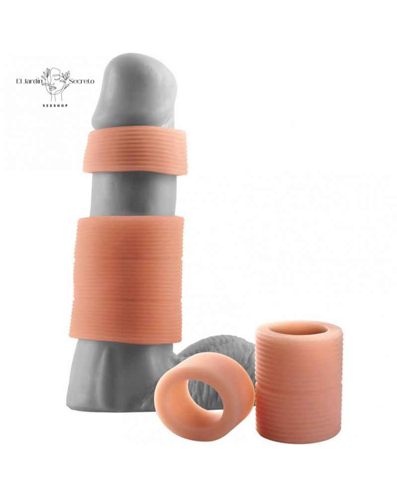 Set Anillos Para Pene Erección Firme Girth Gainer System Flesh Pipedream