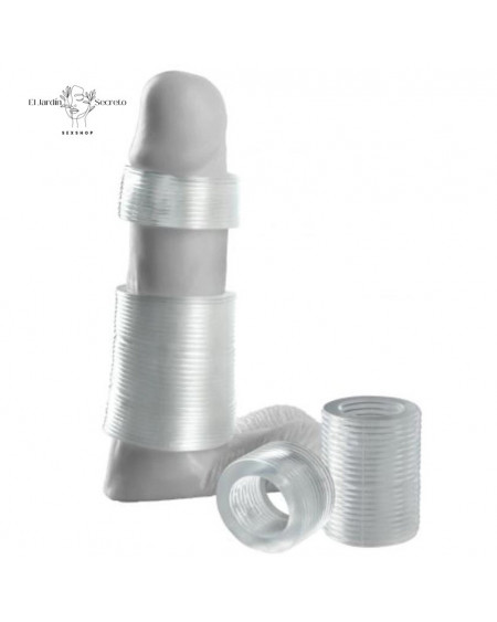 Set Anillos Para Pene Erección Firme Girth Gainer System Clear Pipedream