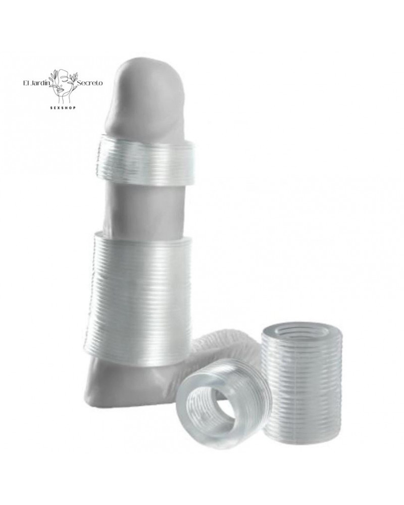 Set Anillos Para Pene Erección Firme Girth Gainer System Clear Pipedream