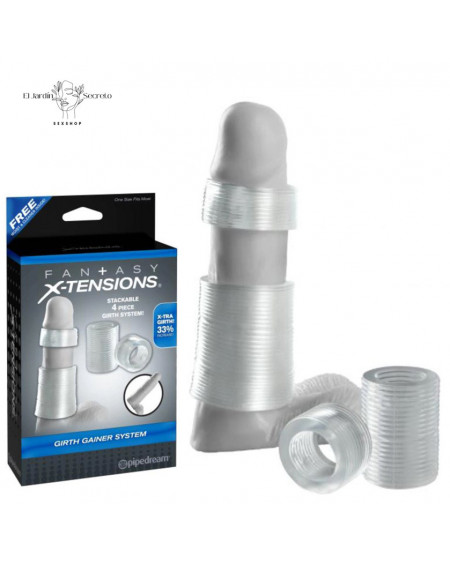 Set Anillos Para Pene Erección Firme Girth Gainer System Clear Pipedream