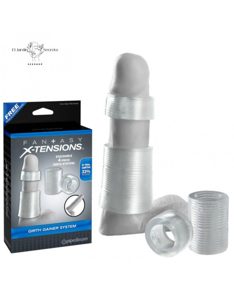 Set Anillos Para Pene Erección Firme Girth Gainer System Clear Pipedream