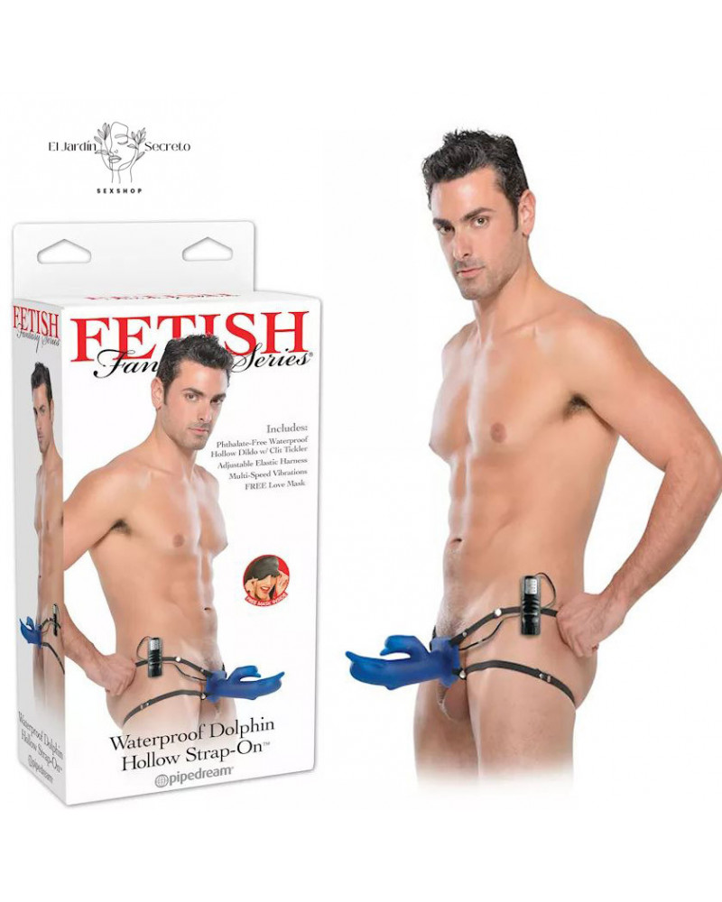 Arnés Dildo Hueco 19cm Wonderful Wabbit Purple con Vibrador