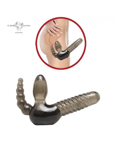 Strap-On DIldo Triple Sin Tirantes con Estimulador Anal Pipedream