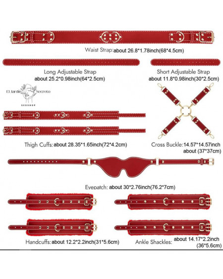 Kit Arnes de Cintura BDSM de Restricción con Esposas y Puños Suaves