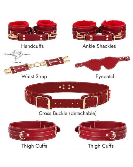 Kit Arnes de Cintura BDSM de Restricción con Esposas y Puños Suaves