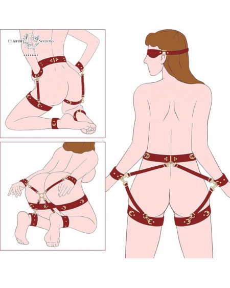 Kit Arnes de Cintura BDSM de Restricción con Esposas y Puños Suaves