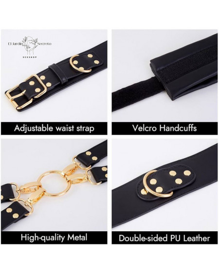 Kit Arnés de Cintura Negro Bondage BDSM con Restricciones Ajustables