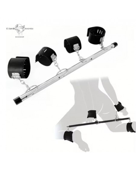 Barra Metalica Separador de Piernas BDSM con Esposas y Puños Fetiche