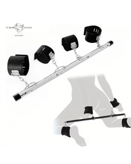 Barra Metalica Separador de Piernas BDSM con Esposas y Puños Fetiche
