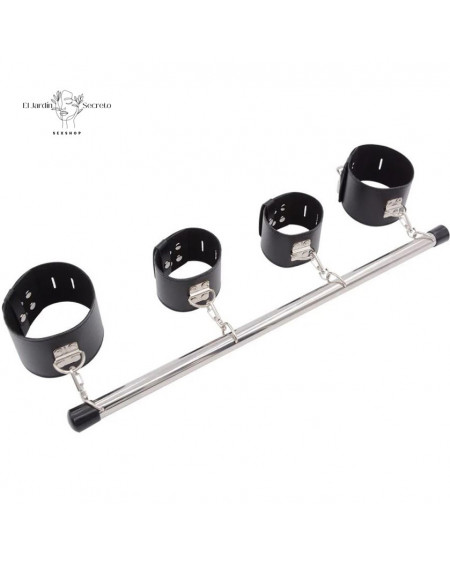 Barra Separador piernas BDSM Extensible con Esposas y Puños