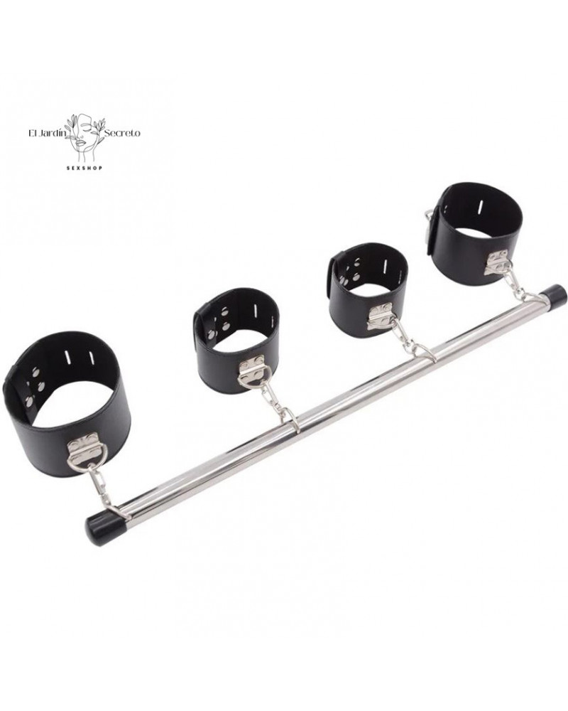 Barra Metalica Separador de Piernas BDSM con Esposas y Puños Fetiche