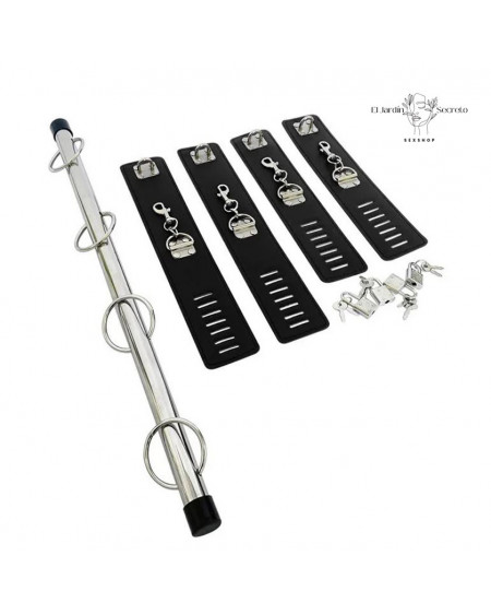 Barra Separador piernas BDSM Extensible con Esposas y Puños