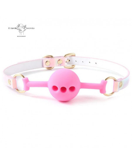 Mordaza de Silicona Suave Rosa Bola BDSM para Bondage y Fetiche
