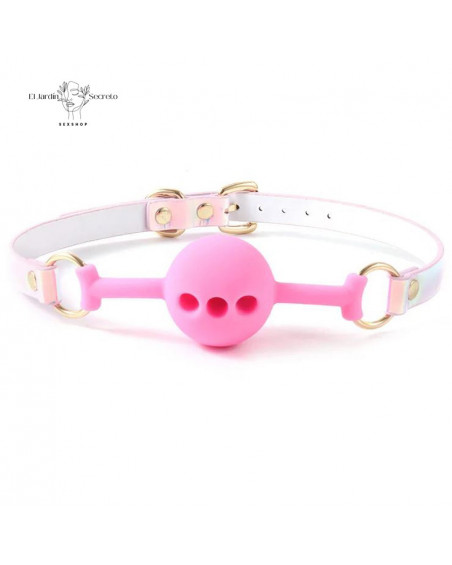 Mordaza de Silicona Suave Rosa Bola BDSM para Bondage y Fetiche