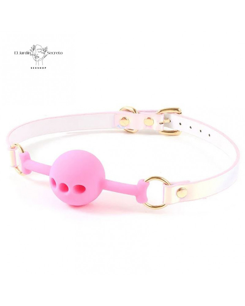Mordaza de Silicona Suave Rosa Bola BDSM para Bondage y Fetiche