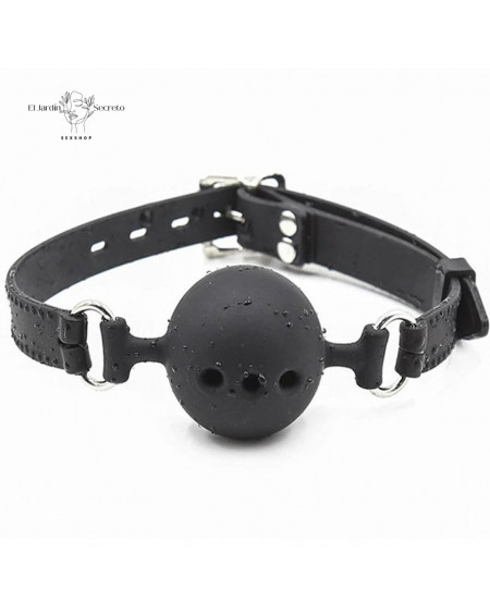 Mordaza de Silicona Suave Negro Bola BDSM para Bondage y Fetiche