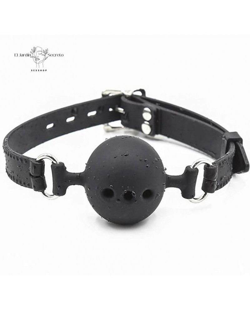 Mordaza de Silicona Suave Negro Bola BDSM para Bondage y Fetiche