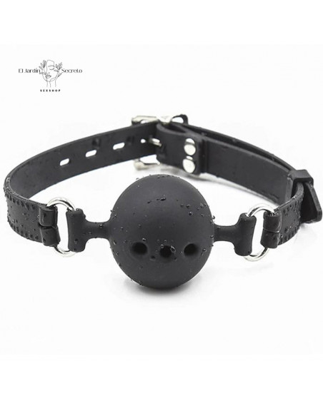 Mordaza de Silicona Suave Negro Bola BDSM para Bondage y Fetiche