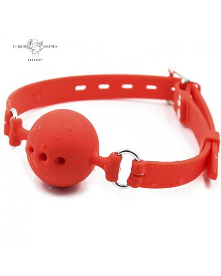 Mordaza de Silicona Suave Rojo Bola BDSM para Bondage y Fetiche