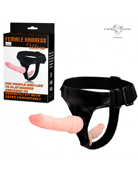 Arnés Doble dildo para Mujer Strap On Female Harness Ultra Flesh